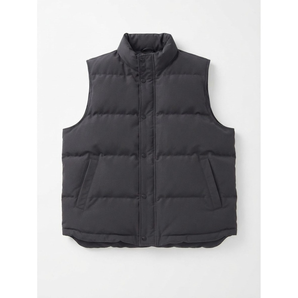 Puffer Vest Mens Large Black Quilted Snap Button Excellent
